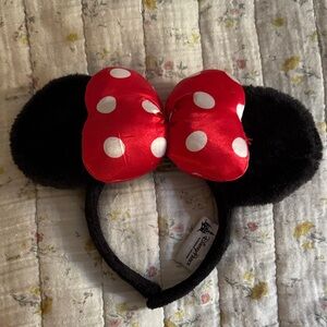 Authentic Disney Minnie Mouse Ears Headband with Red and White Polka Dot Bow